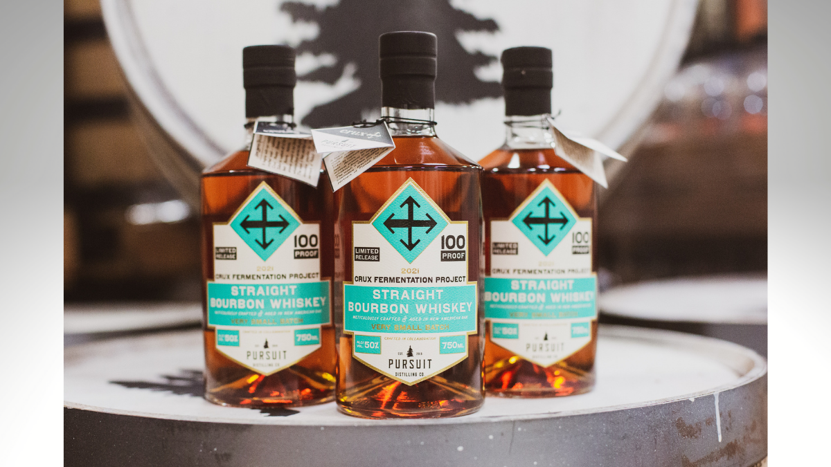 Announcing a Spirited Collaboration by Crux Fermentation Project &  Pursuit Distilling Co.:  STRAIGHT BOURBON WHISKEY, Batch No.1